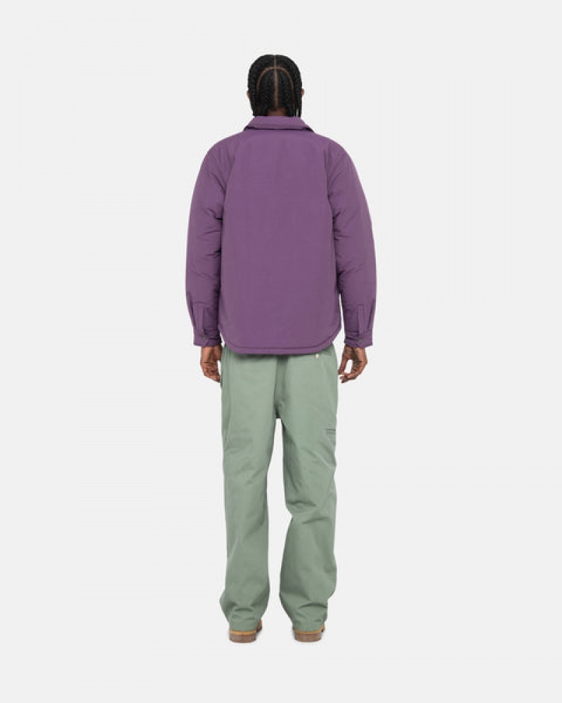 Purple Men's Stussy Padded Tech Over Shirt Jackets Philippines | MMI-1066