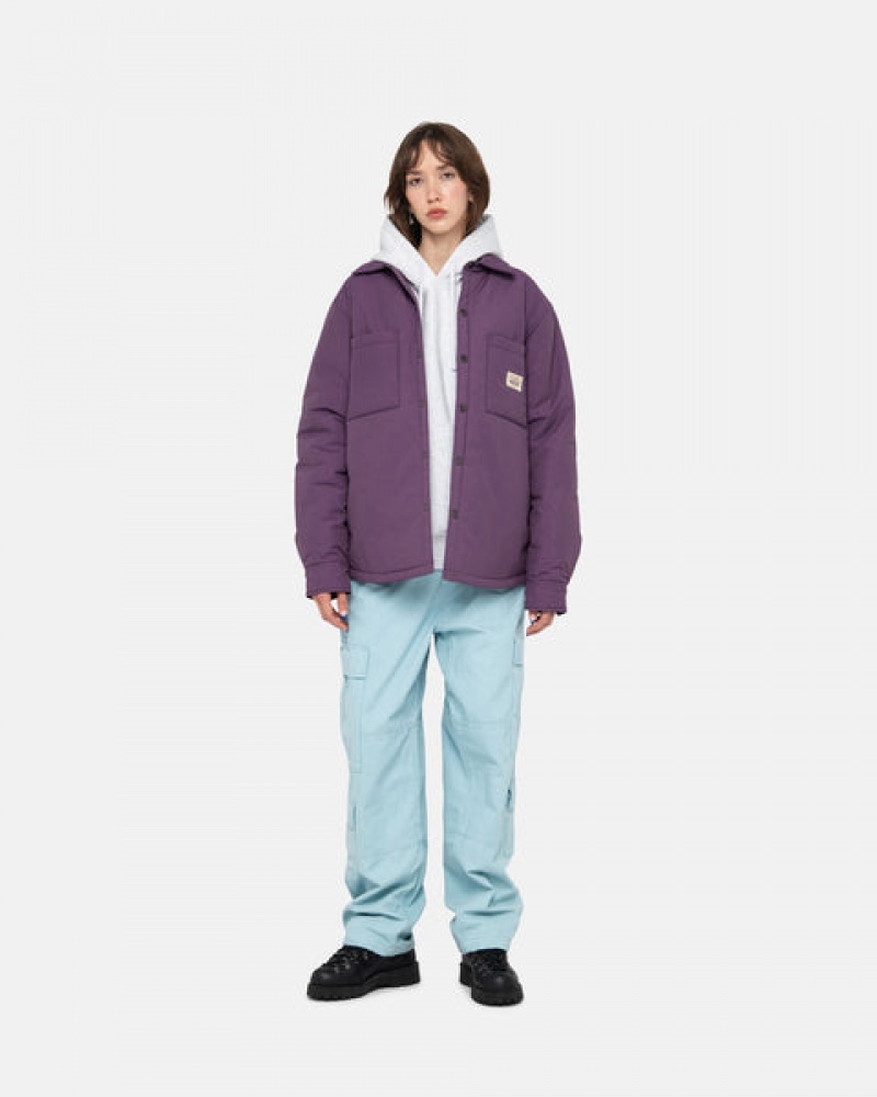 Purple Men's Stussy Padded Tech Over Shirt Jackets Philippines | MMI-1066