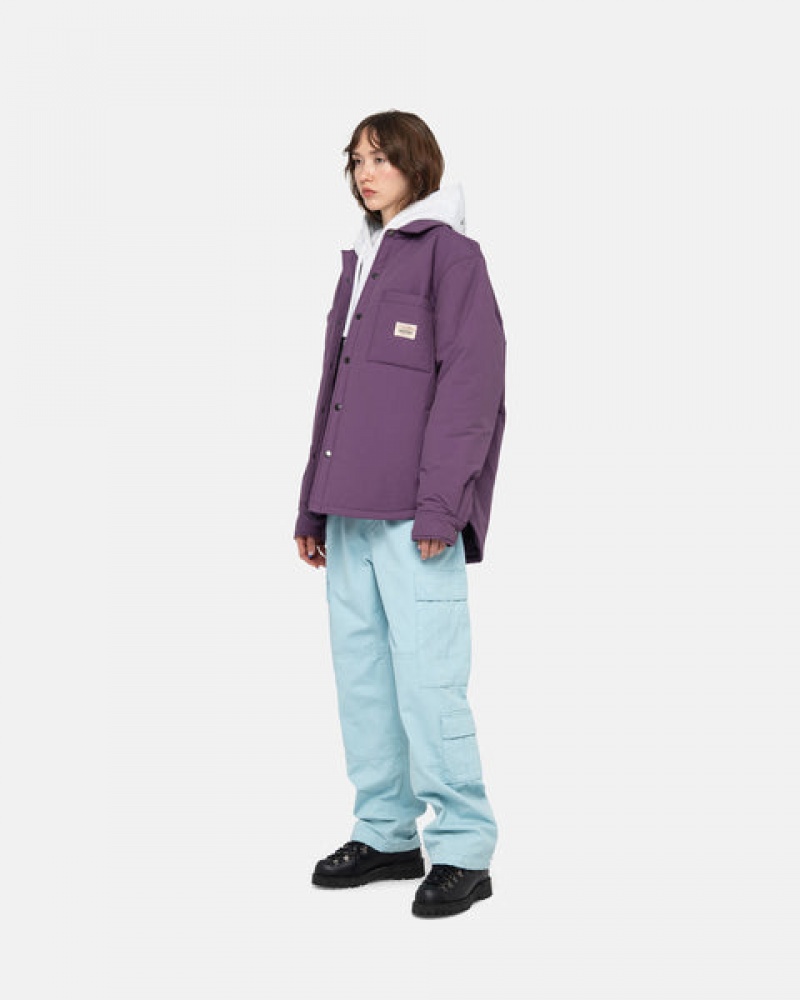 Purple Men's Stussy Padded Tech Over Shirt Jackets Philippines | MMI-1066