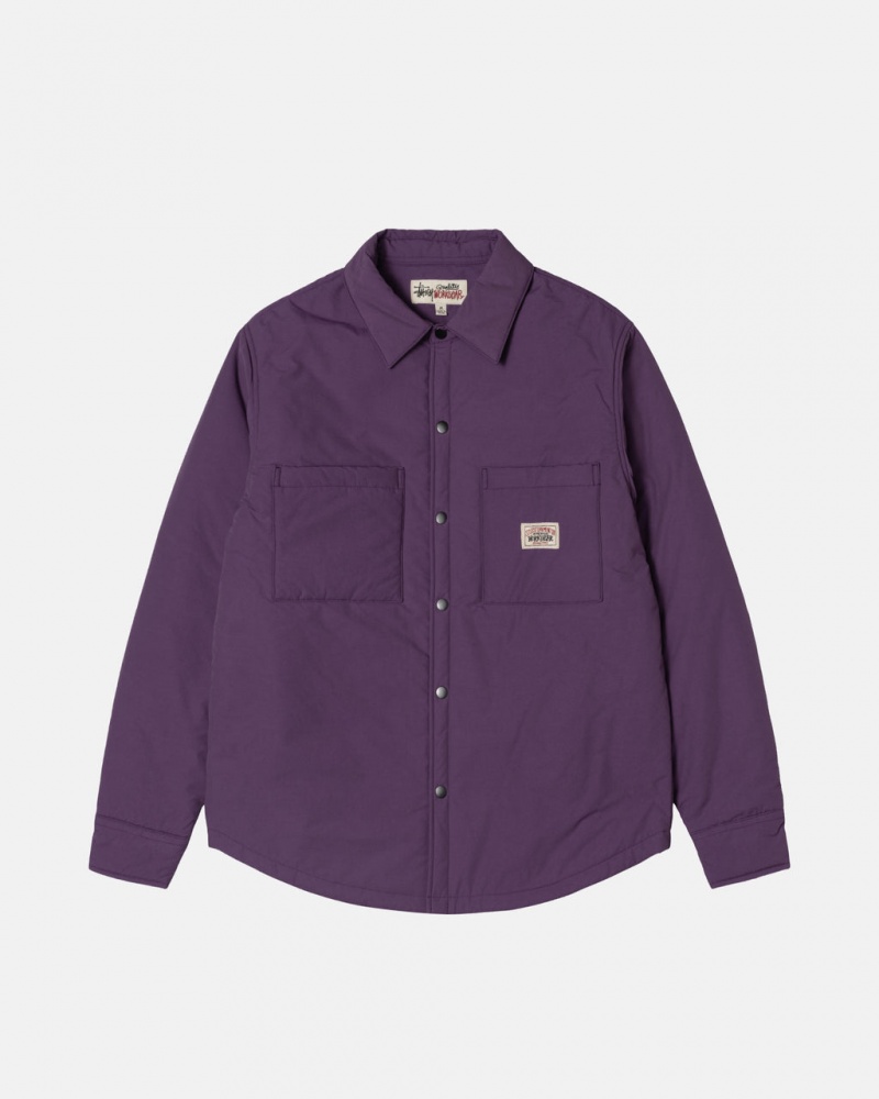 Purple Men\'s Stussy Padded Tech Over Shirt Jackets Philippines | MMI-1066