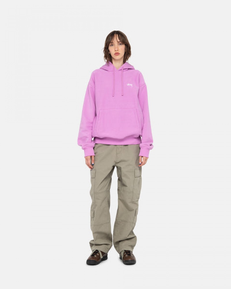 Purple Men's Stussy Stock Logo Hood Sweatshirts Philippines | EES-9264