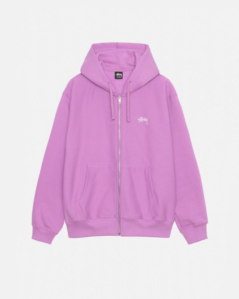 Purple Men\'s Stussy Stock Logo Zip Hood Sweatshirts Philippines | WEP-5547