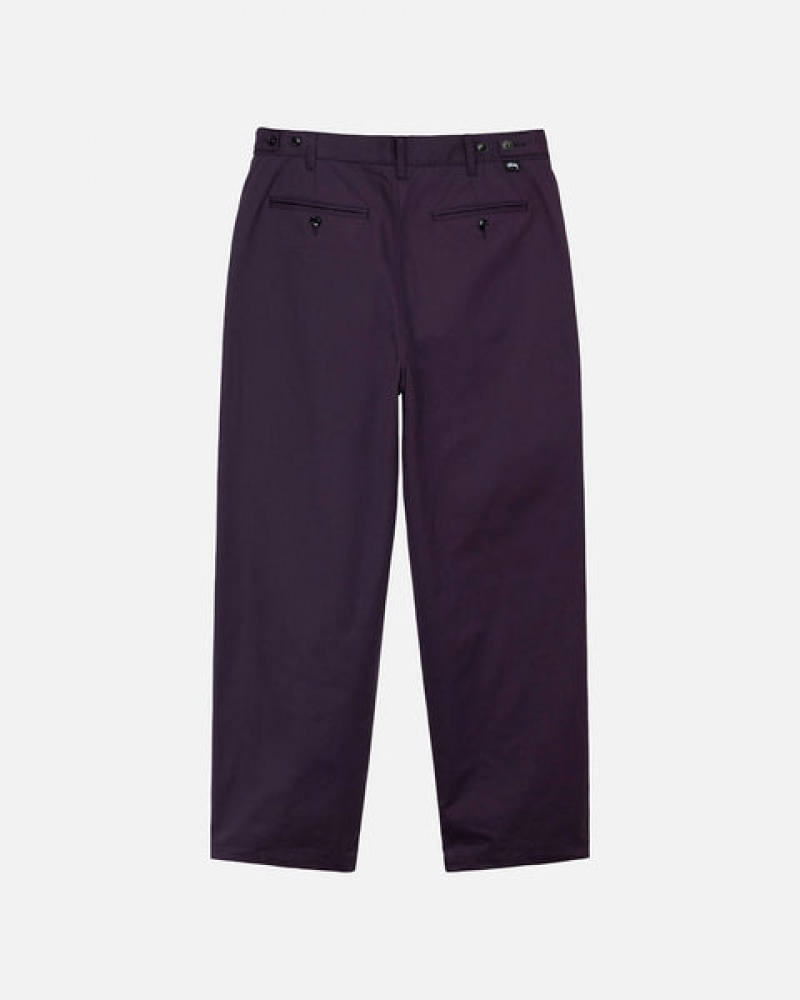 Purple Men's Stussy Twill Volume Pleated Trouser Pants Philippines | OWH-6387