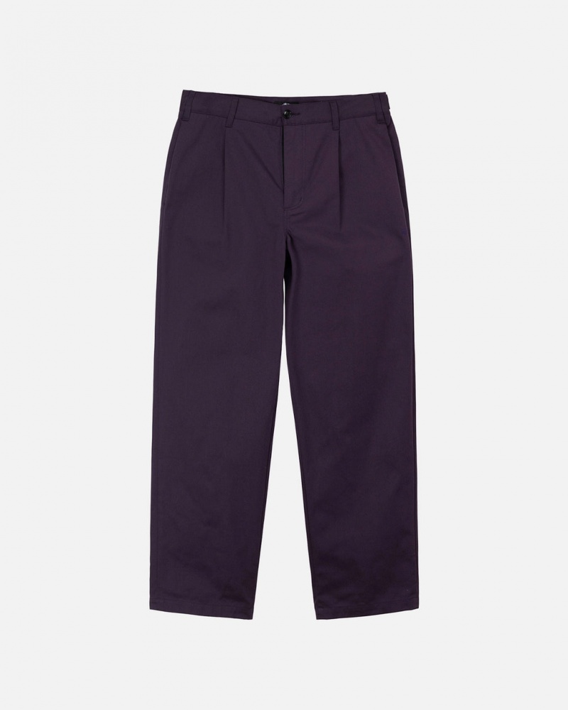 Purple Men\'s Stussy Twill Volume Pleated Trouser Pants Philippines | OWH-6387