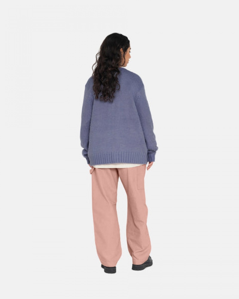 Purple Women's Stussy Brushed Cardigan Sweaters Philippines | KTY-5913