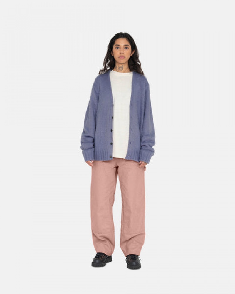 Purple Women's Stussy Brushed Cardigan Sweaters Philippines | KTY-5913