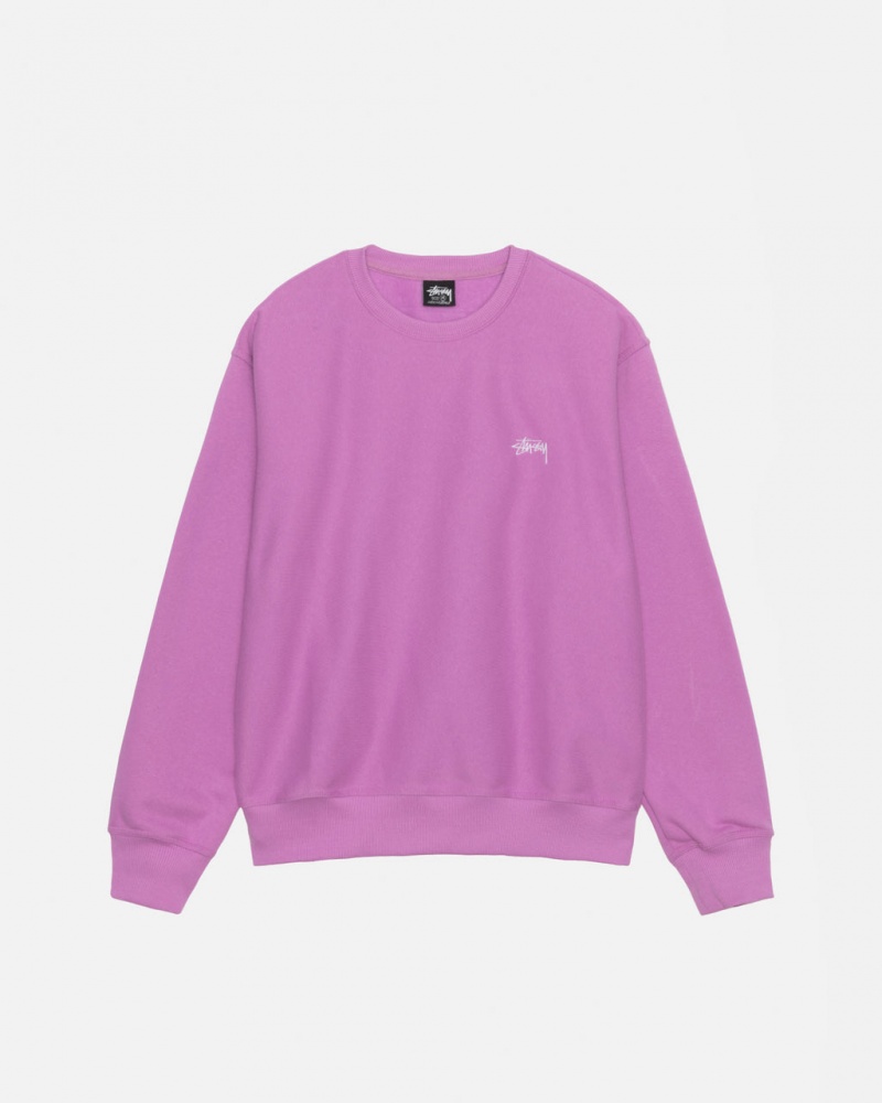 Purple Women\'s Stussy Stock Logo Crew Sweatshirts Philippines | MPK-7087