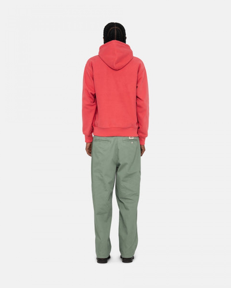 Red Men's Stussy Basic Applique Hood Sweatshirts Philippines | PJM-7484