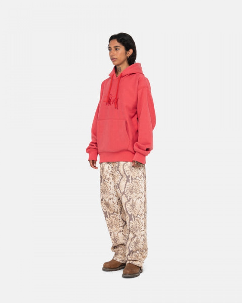 Red Men's Stussy Basic Applique Hood Sweatshirts Philippines | PJM-7484