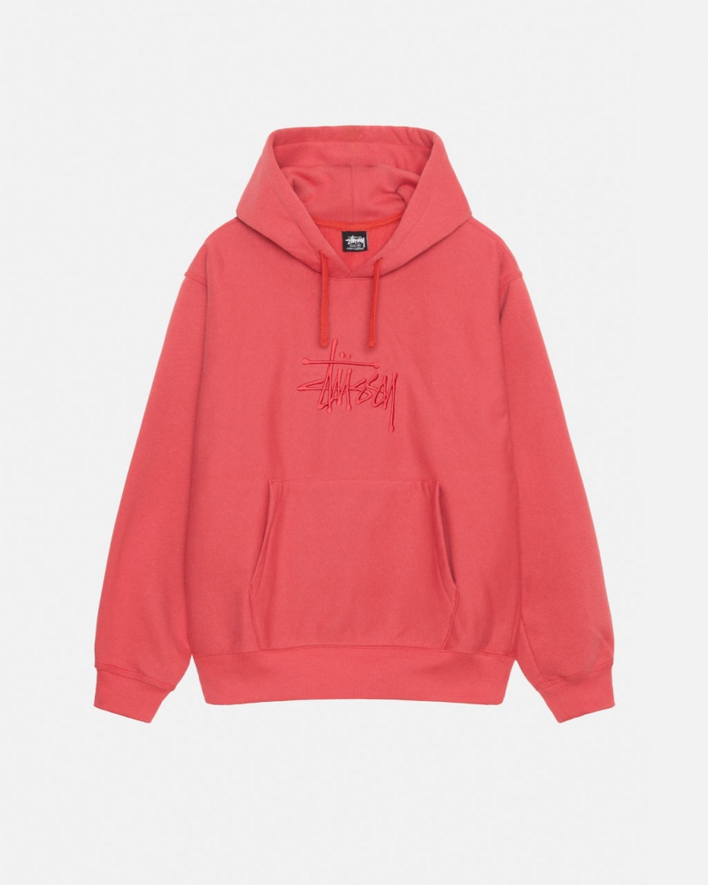 Red Men\'s Stussy Basic Applique Hood Sweatshirts Philippines | PJM-7484