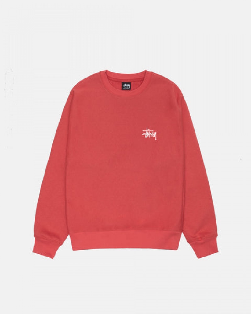 Red Men's Stussy Basic Stussy Crew Sweatshirts Philippines | DIF-7353