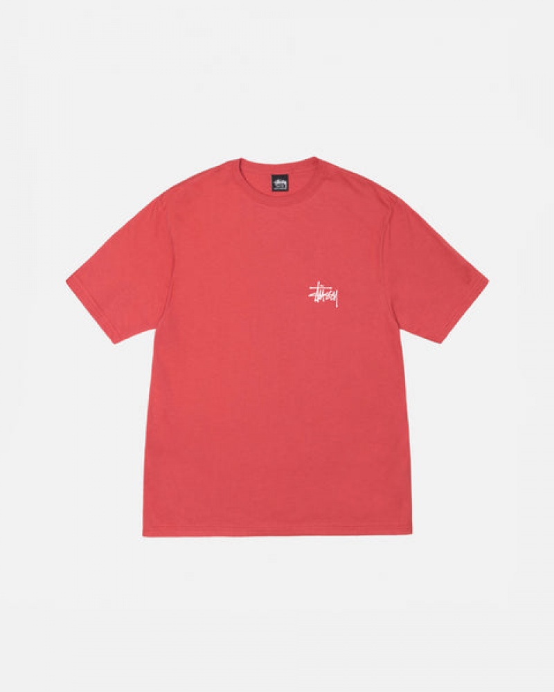 Red Men's Stussy Basic Stussy Tees Philippines | VRY-3986