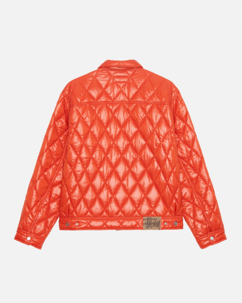 Red Men's Stussy Ranch Jacket Quilted Nylon Jackets Philippines | BFU-9516