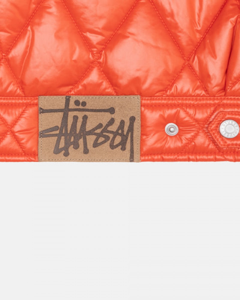 Red Men's Stussy Ranch Jacket Quilted Nylon Jackets Philippines | BFU-9516