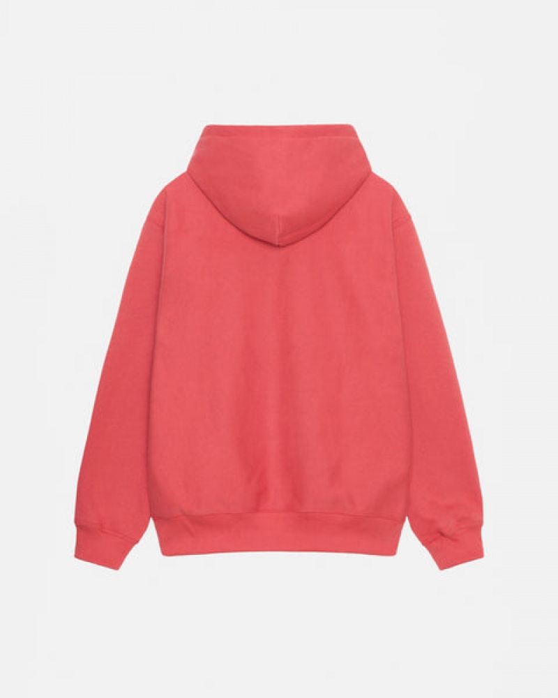 Red Men's Stussy Stock Logo Applique Hood Sweatshirts Philippines | THD-7207