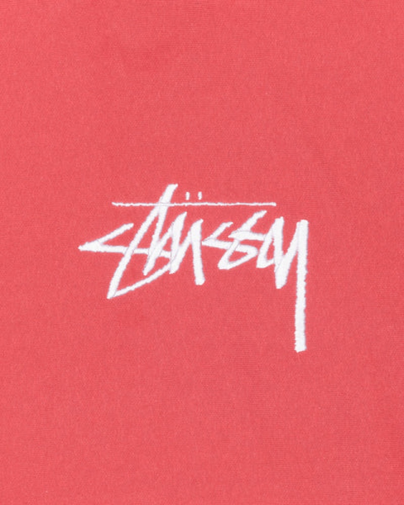 Red Men's Stussy Stock Logo Applique Hood Sweatshirts Philippines | THD-7207