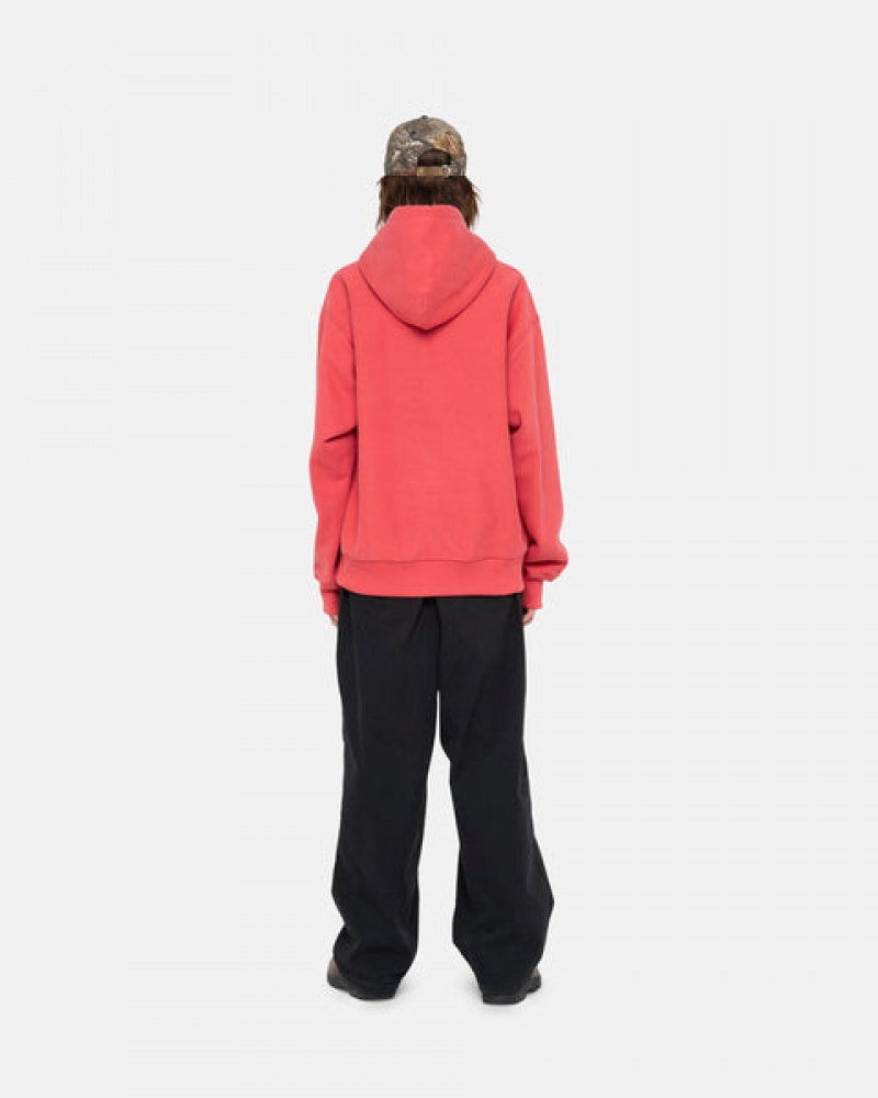 Red Men's Stussy Stock Logo Applique Hood Sweatshirts Philippines | THD-7207