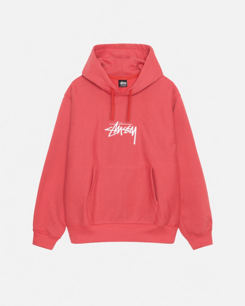 Red Men\'s Stussy Stock Logo Applique Hood Sweatshirts Philippines | THD-7207