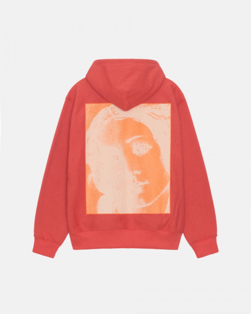 Red Men's Stussy Venus Zip Hood Sweatshirts Philippines | OHF-3837