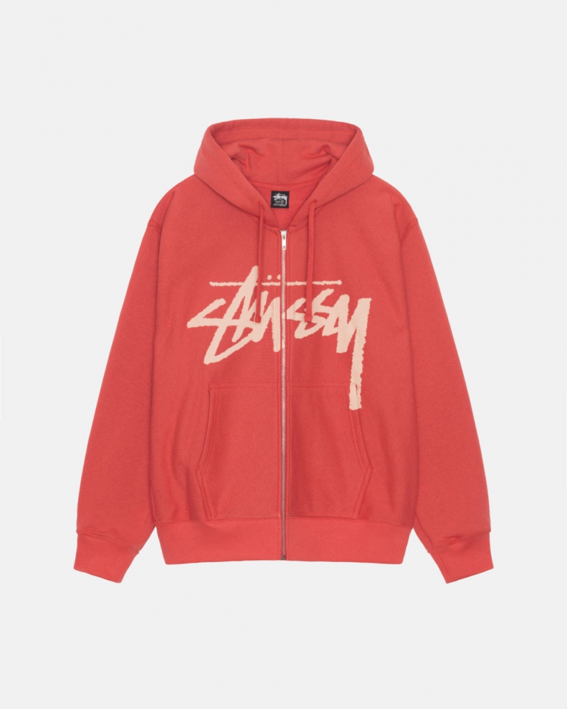 Red Men\'s Stussy Venus Zip Hood Sweatshirts Philippines | OHF-3837