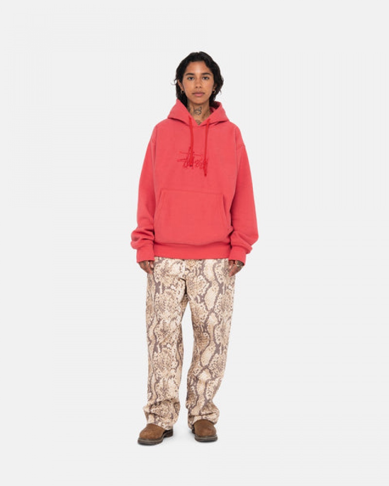 Red Women's Stussy Basic Applique Hood Sweatshirts Philippines | XNQ-0239