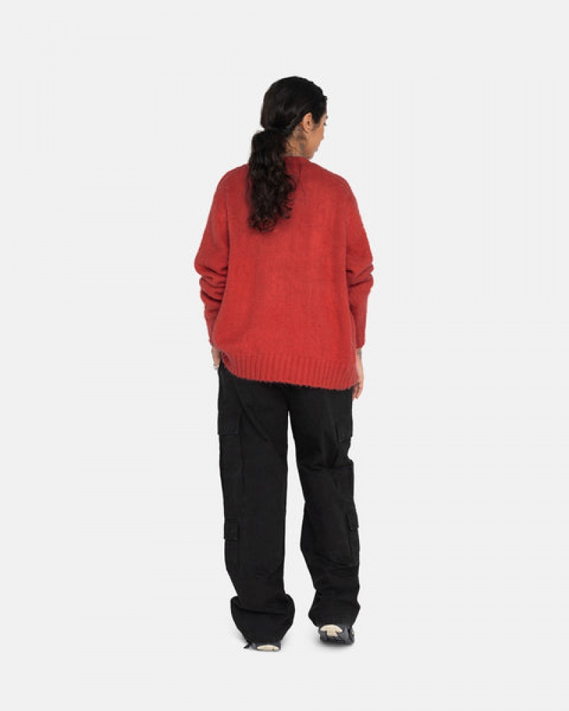 Red Women's Stussy Brushed Cardigan Sweaters Philippines | WZC-0132