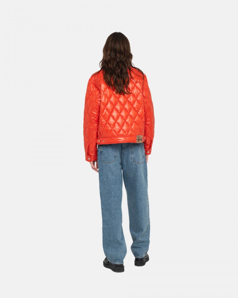 Red Women's Stussy Ranch Jacket Quilted Nylon Jackets Philippines | GBU-2903