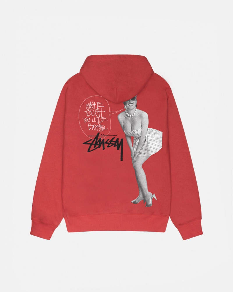 Red Women\'s Stussy Skate Tough Hoodie Philippines | CEB-9064