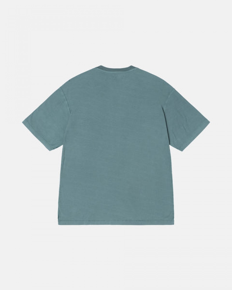 Turquoise Men's Stussy Pig. Dyed Inside Out Crew Tees Philippines | EZB-6882