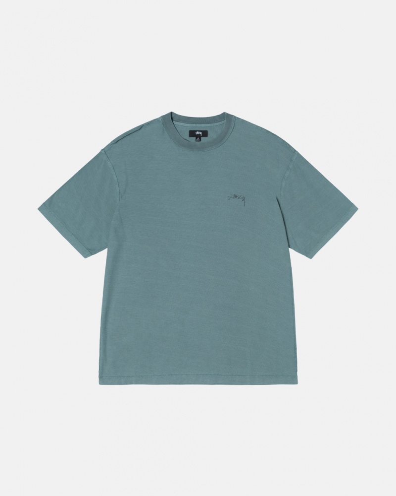 Turquoise Men\'s Stussy Pig. Dyed Inside Out Crew Tees Philippines | EZB-6882