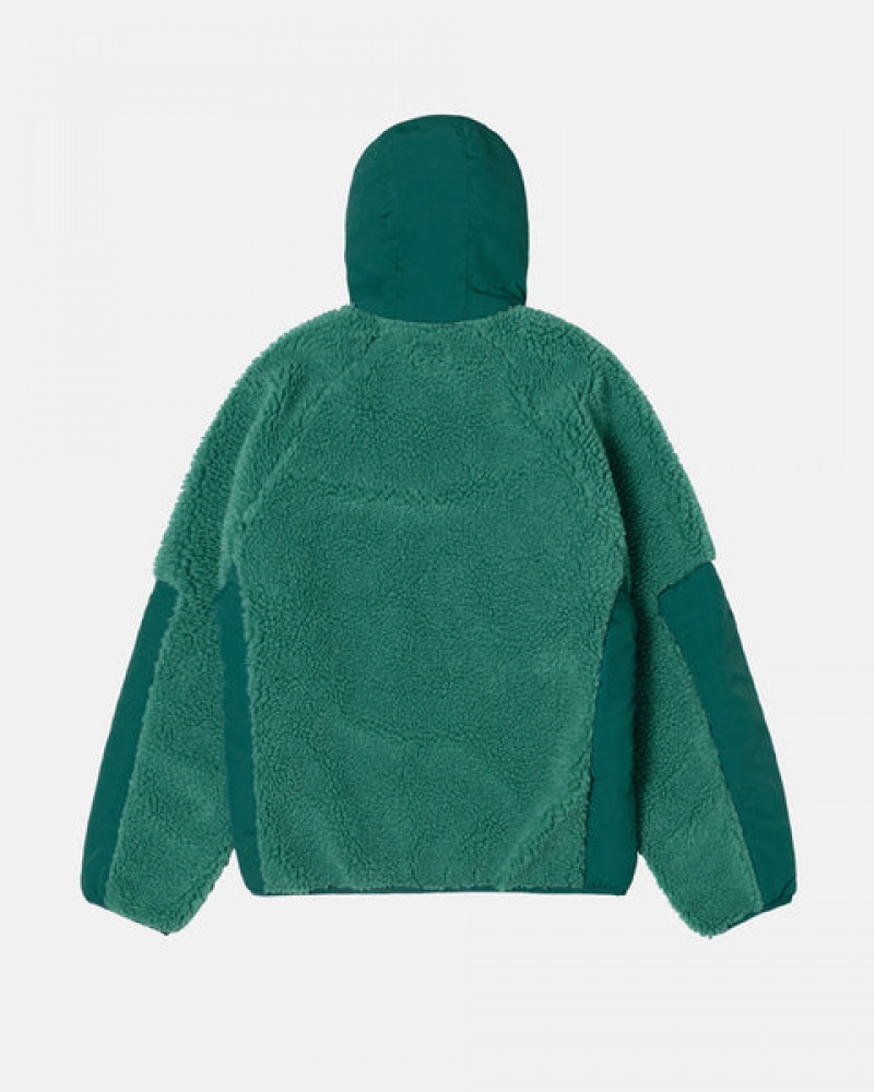 Turquoise Men's Stussy Sherpa Paneled Hooded Jackets Philippines | VJE-8931