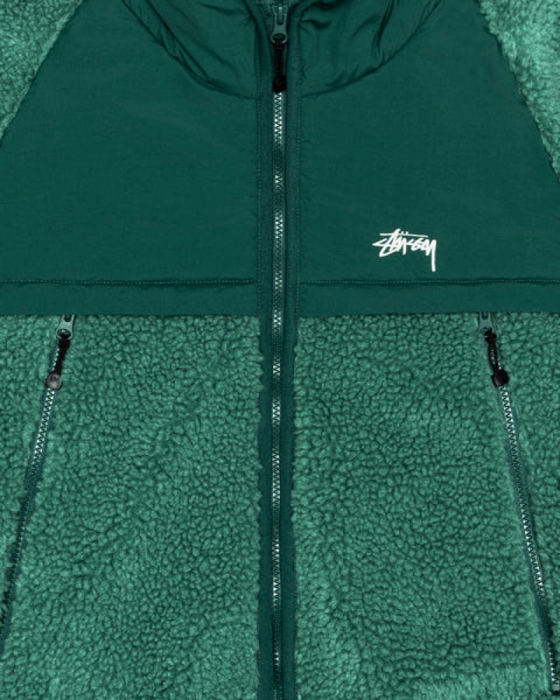 Turquoise Men's Stussy Sherpa Paneled Hooded Jackets Philippines | VJE-8931