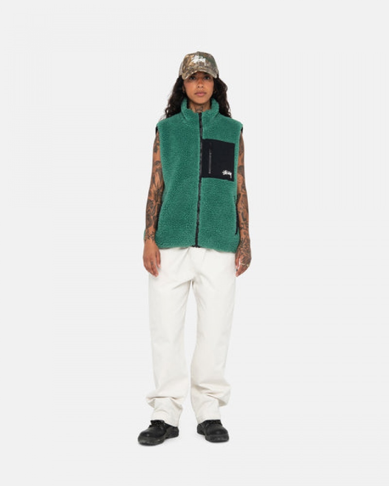 Turquoise Men's Stussy Sherpa Reversible Vest Philippines | IEX-2208