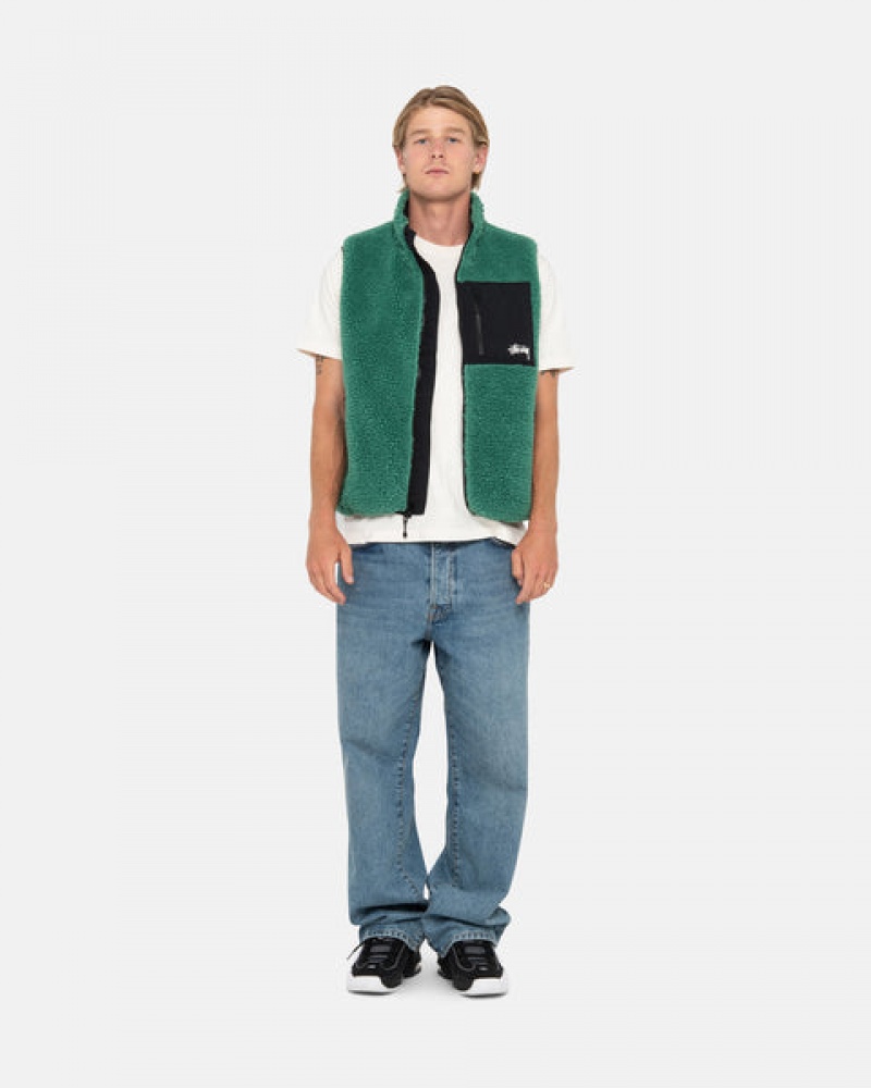 Turquoise Men's Stussy Sherpa Reversible Vest Philippines | IEX-2208