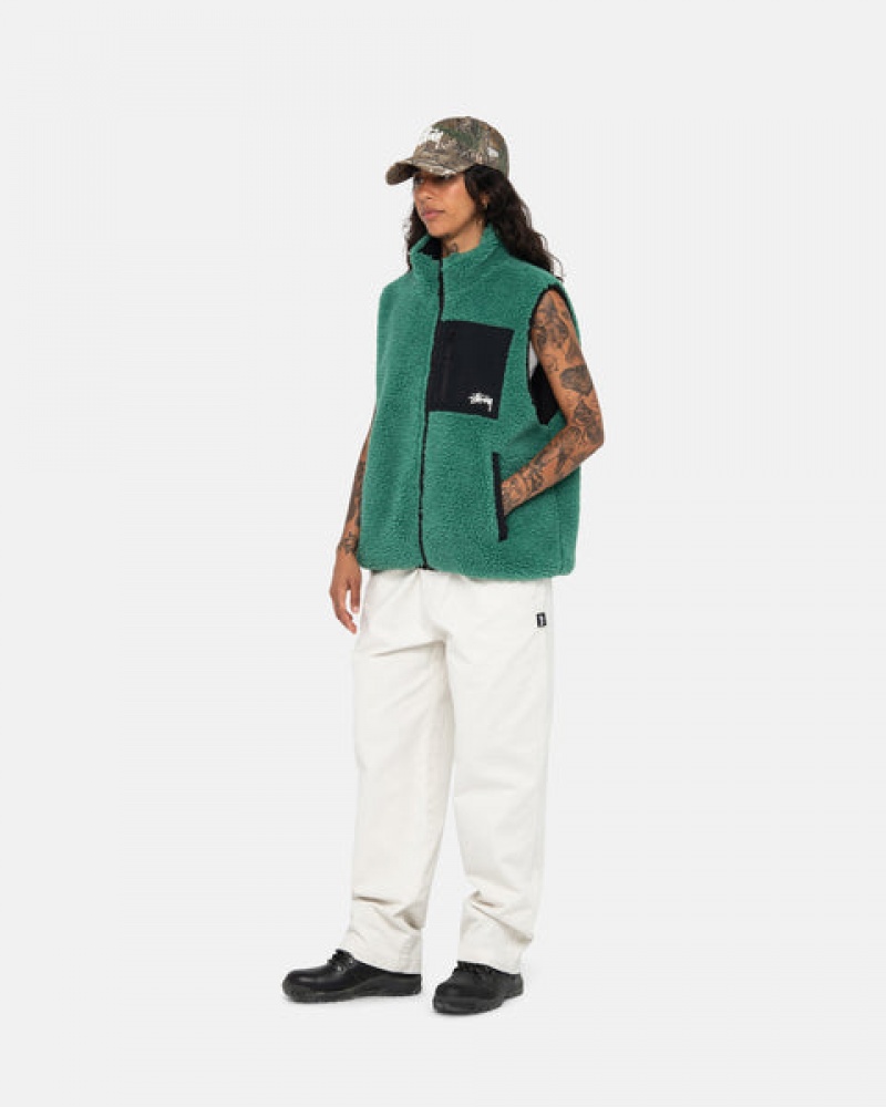 Turquoise Men's Stussy Sherpa Reversible Vest Philippines | IEX-2208