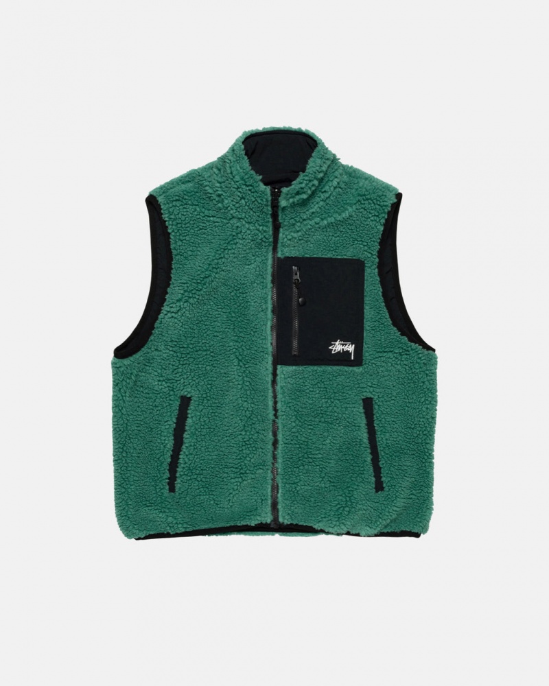 Turquoise Men\'s Stussy Sherpa Reversible Vest Philippines | IEX-2208