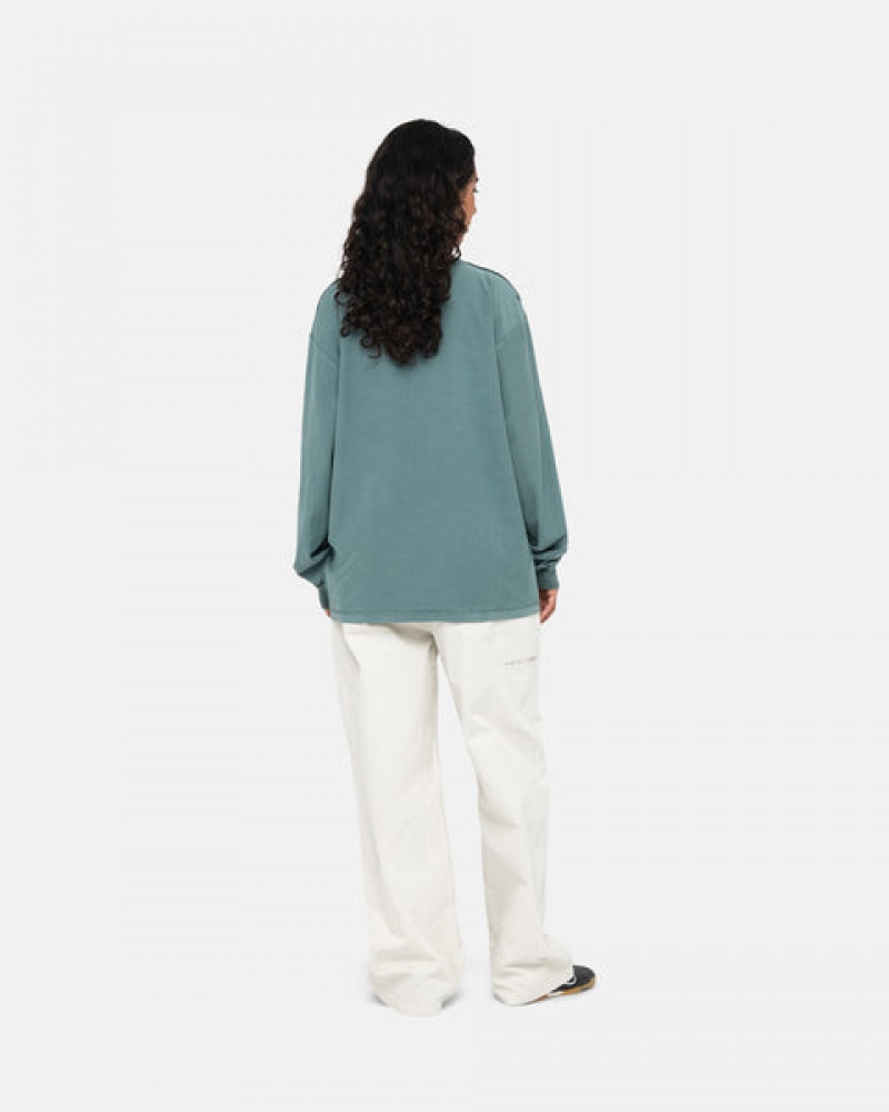 Turquoise Women's Stussy Lazy Ls Tees Philippines | ONU-7400