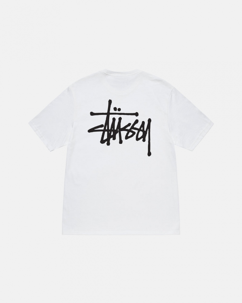 White Men\'s Stussy Basic Stussy Tees Philippines | BAS-7441