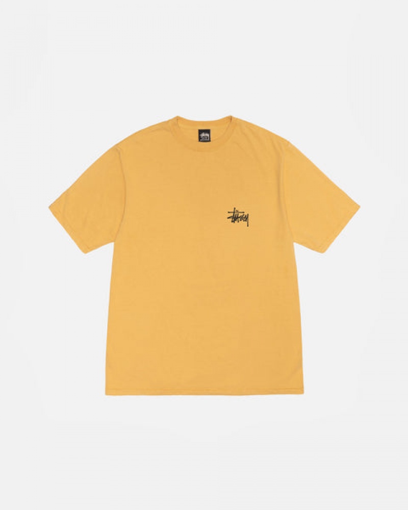 Yellow Men's Stussy Basic Stussy Tee Pigment Dyed Tees Philippines | CTM-3636