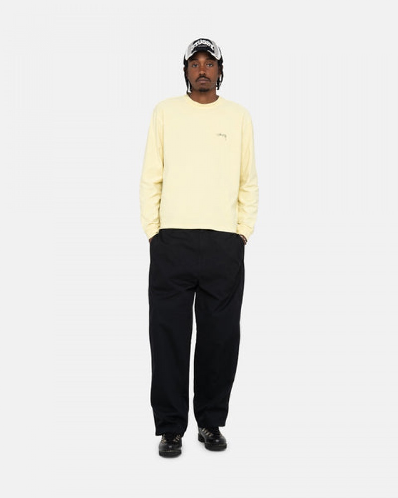 Yellow Men's Stussy Lazy Ls Tees Philippines | ZFA-5691