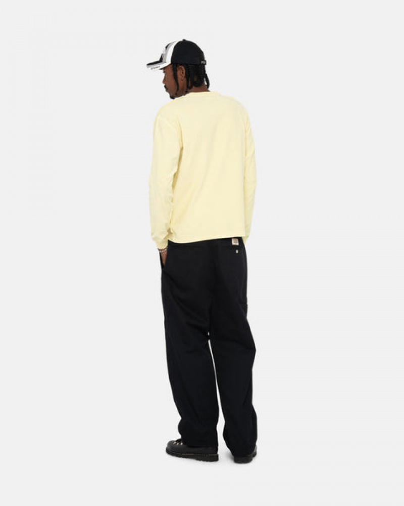 Yellow Men's Stussy Lazy Ls Tees Philippines | ZFA-5691