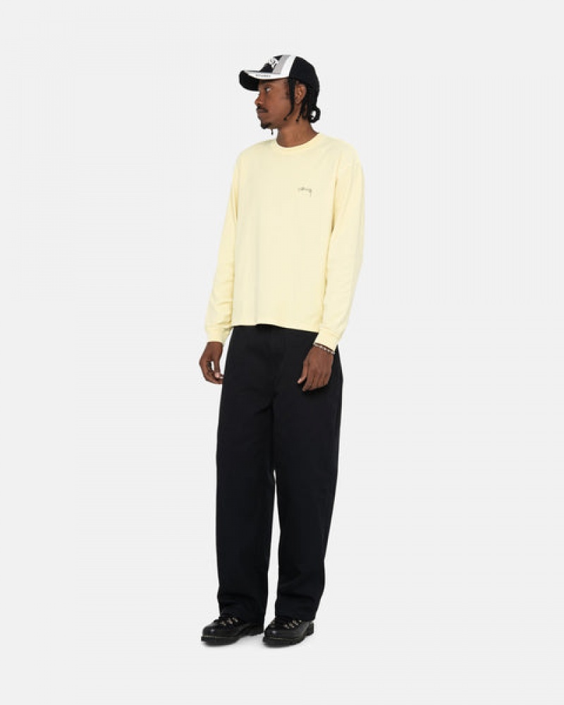 Yellow Men's Stussy Lazy Ls Tee Tops Philippines | ZVO-7400