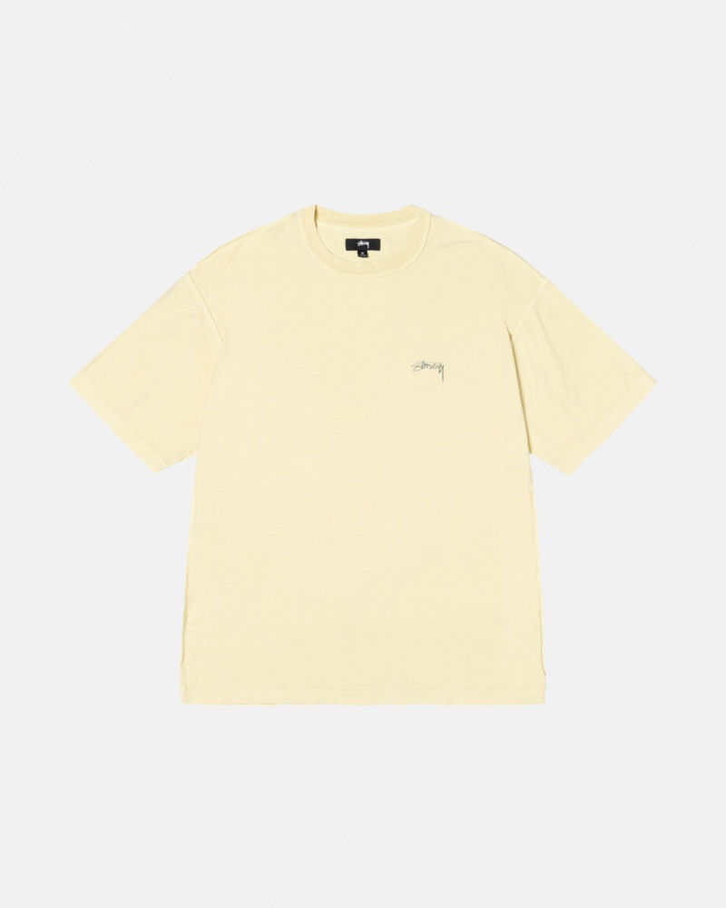 Yellow Men\'s Stussy Pig. Dyed Inside Out Crew Tees Philippines | VIG-0543