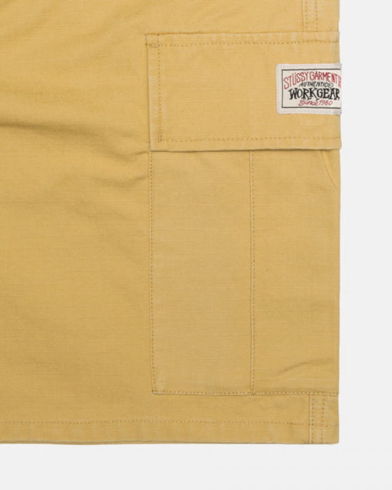 Yellow Men's Stussy Ripstop Cargo Beach Shorts Philippines | OQL-9584