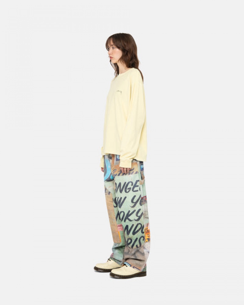 Yellow Women's Stussy Lazy Ls Tees Philippines | TST-2042