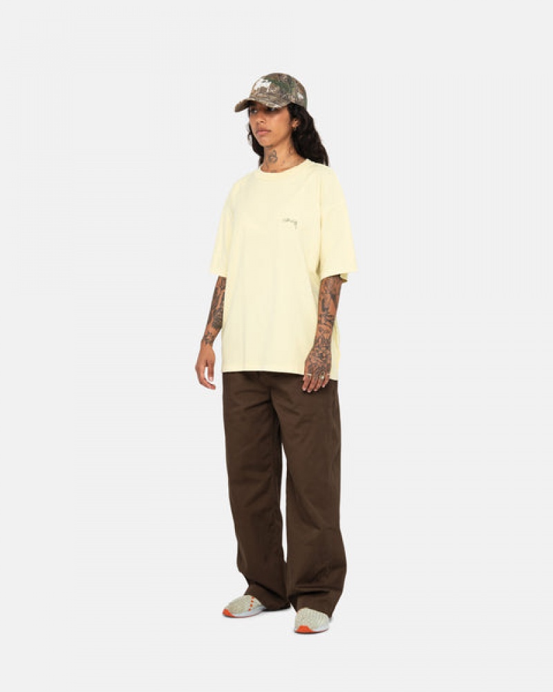 Yellow Women's Stussy Pig. Dyed Inside Out Crew Tees Philippines | VRL-1956