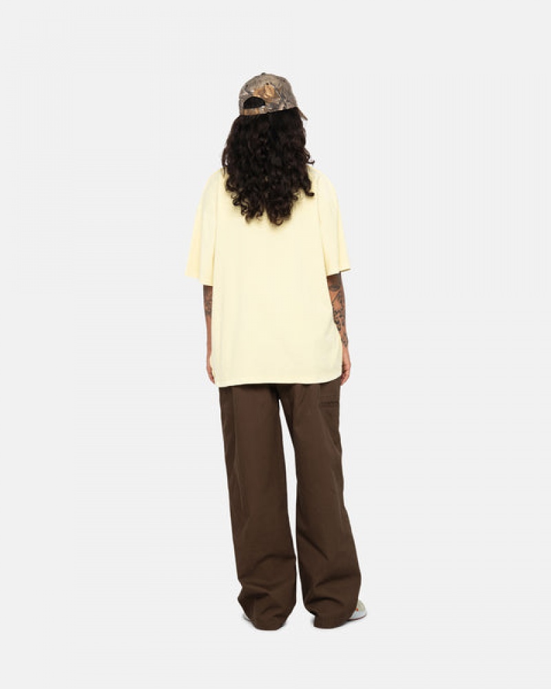 Yellow Women's Stussy Pig. Dyed Inside Out Crew Tees Philippines | VRL-1956