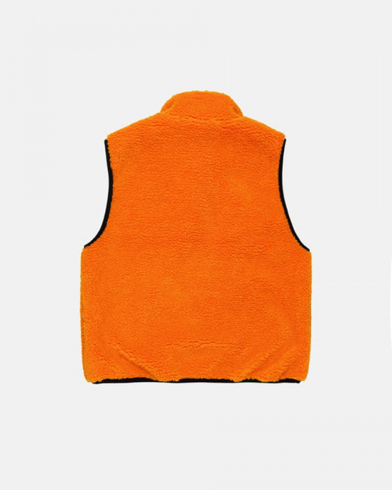 Yellow Women's Stussy Sherpa Reversible Vest Philippines | PIG-6838